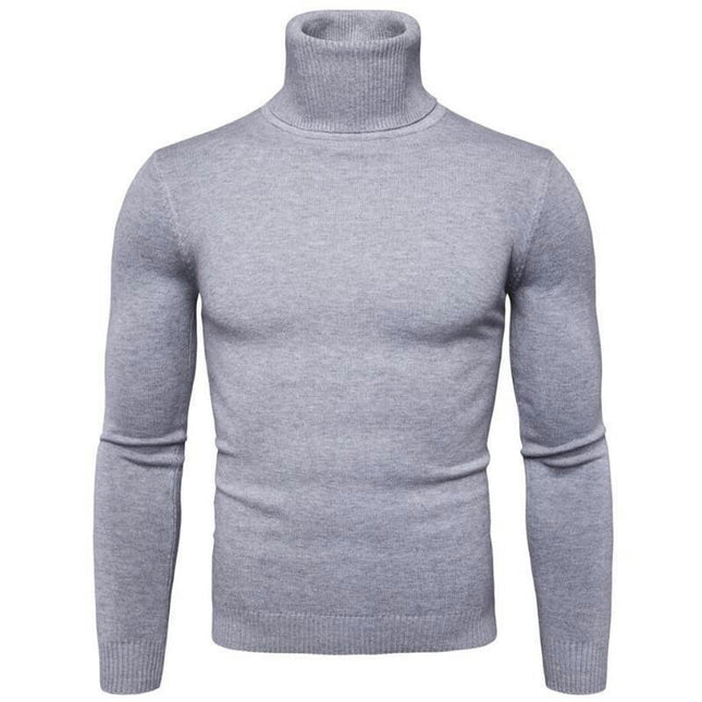 Turtle Collar Men's Sweater Slim Warm Lightweight Long Sleeve Turtleneck Pullover