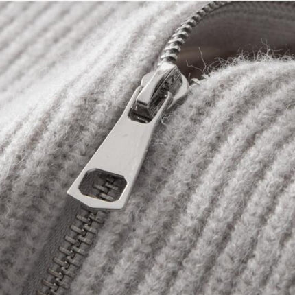 Mens Knitted Cardigan Thick Sweater Zip Up Cardigans Classic Stand Collar Long Sleeve Casual Warm Sweater