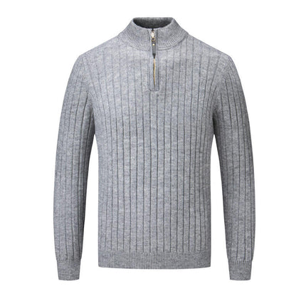 Men's Quarter Zip Up Sweaters Mock Neck Sweater Slim Fit Pullover Sweater