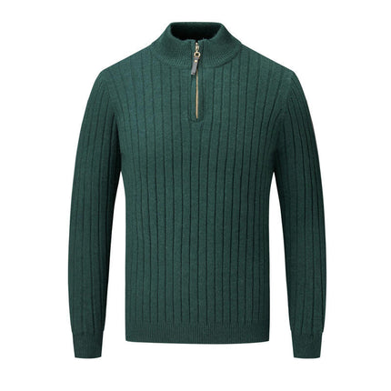 Men's Quarter Zip Up Sweaters Mock Neck Sweater Slim Fit Pullover Sweater