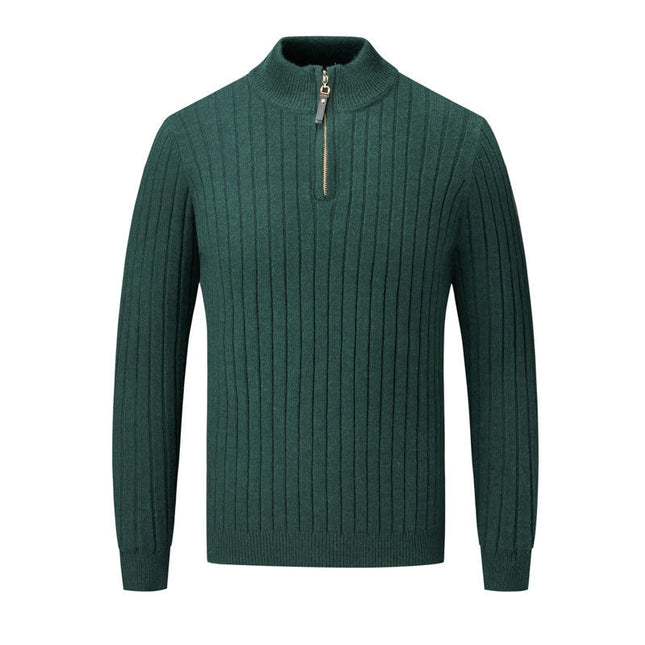 Men's Quarter Zip Up Sweaters Mock Neck Sweater Slim Fit Pullover Sweater