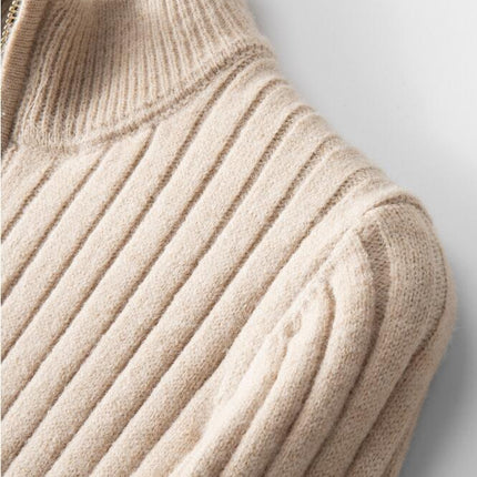 Men's Quarter Zip Up Sweaters Mock Neck Sweater Slim Fit Pullover Sweater