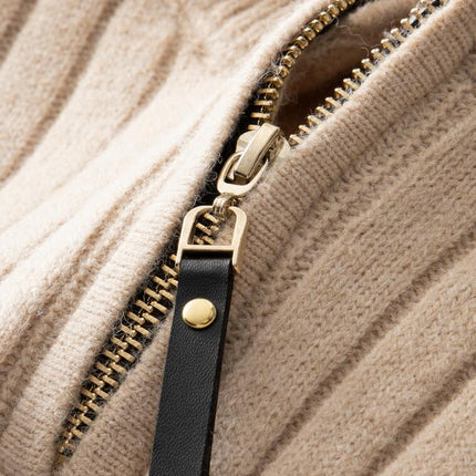 Men's Quarter Zip Up Sweaters Mock Neck Sweater Slim Fit Pullover Sweater
