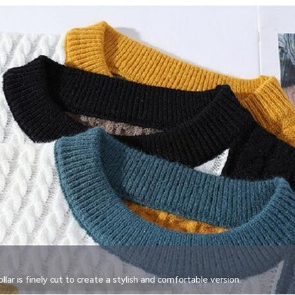 Men's Crew Neck Pullover Sweaters Slim Fit Long Sleeve Ribbed Knitted Twisted Warm Cozy Jumpers Sweater