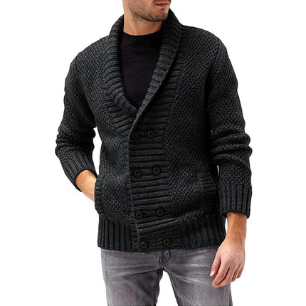 Mens Knitted Cardigan Thick Sweater Double Row Buttons Closure Jumper Autumn Winter Overcoat
