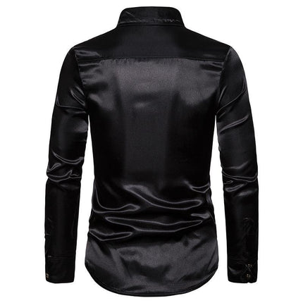 Sequin Splicing Shirt Men Long Sleeve Disco Party Shirts