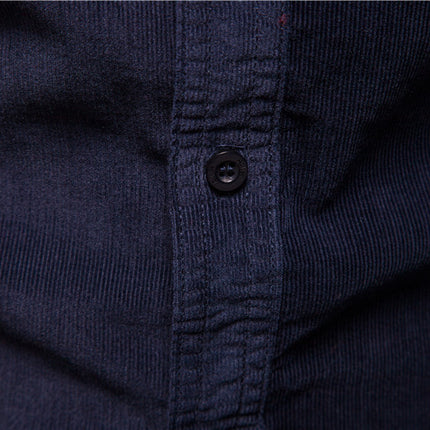 Men's Corduroy Button Down Shirts Casual Long Sleeve Shacket Jacket with Flap Pockets