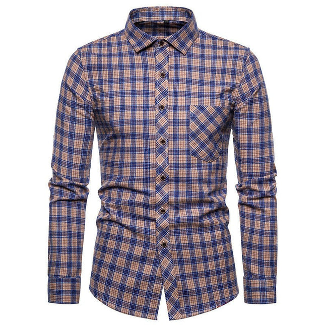 Men's Button Down Shirts Regular Fit Long Sleeve Casual Plaid Shirt