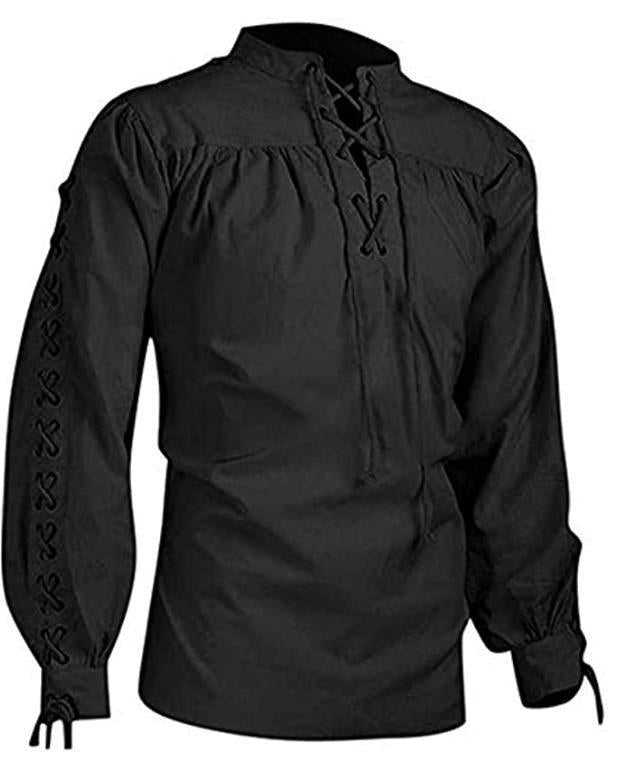 Men's Loose Linen Medieval Gothic Renaissance Long Sleeve Shirt