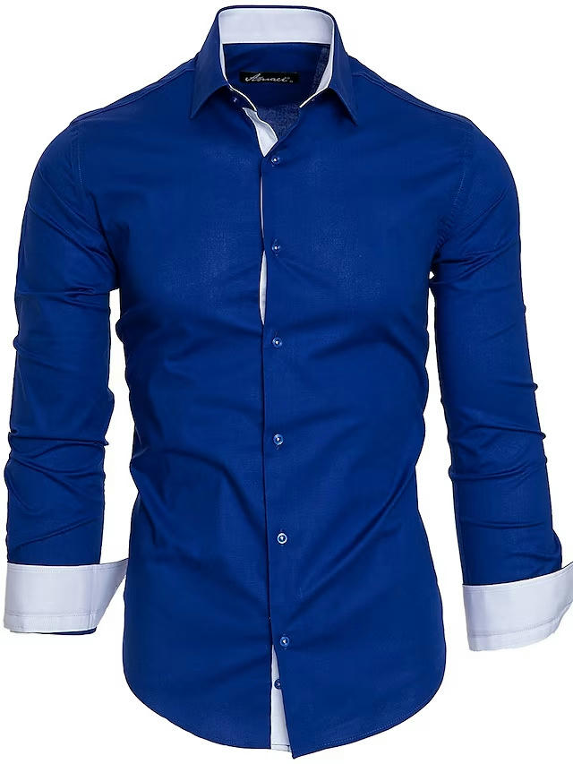 Men's Dress Shirts Regular Fit Long Sleeve Men Shirt
