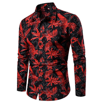 Men's Long Sleeve Shirt Print Casual Button Down Shirt