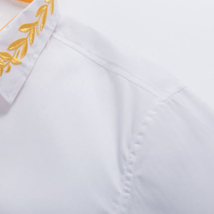 Men's Button Down Shirt Regular Fit Long Sleeve Embroidered Casual Dress Shirts