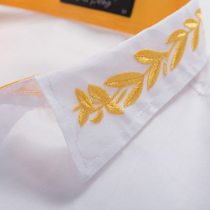 Men's Button Down Shirt Regular Fit Long Sleeve Embroidered Casual Dress Shirts