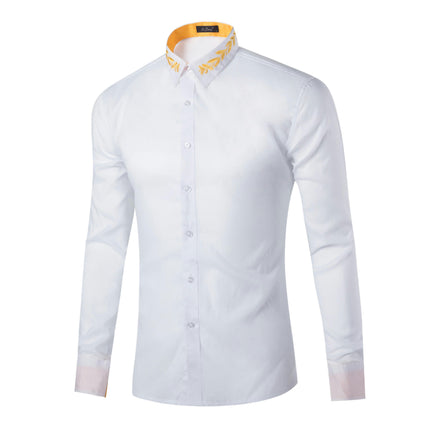 Men's Button Down Shirt Regular Fit Long Sleeve Embroidered Casual Dress Shirts