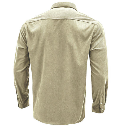 Men's Corduroy Shirt Long Sleeve Button Down Regular Fit Casual Shirt