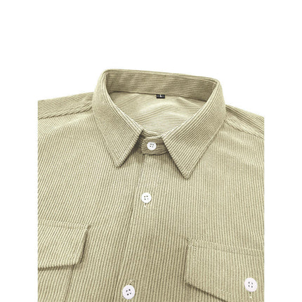 Men's Corduroy Shirt Long Sleeve Button Down Regular Fit Casual Shirt