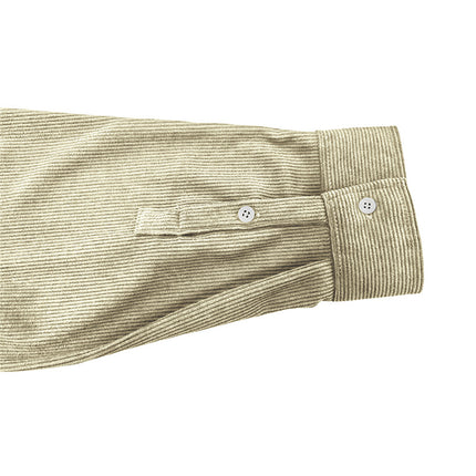 Men's Corduroy Shirt Long Sleeve Button Down Regular Fit Casual Shirt