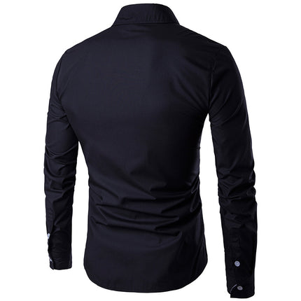 Men's Printed Slim Fit Long Sleeve Button Up Party Dress Shirts