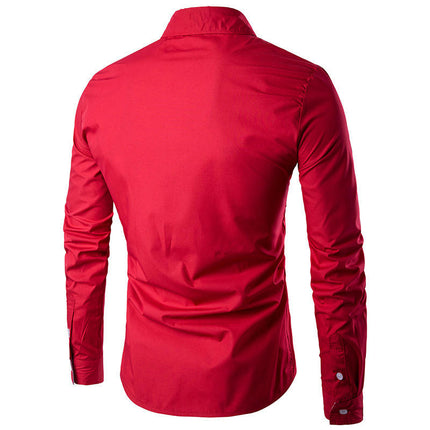 Men's Printed Slim Fit Long Sleeve Button Up Party Dress Shirts