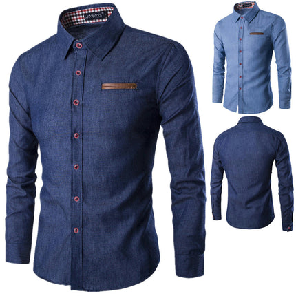 Men's Dress Shirts Long Sleeve Wrinkle-Resistant Casual Button Down Shirt