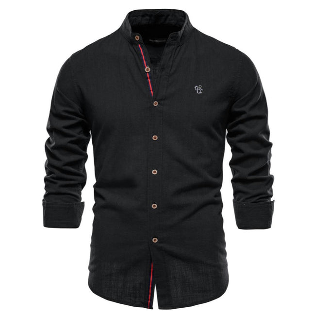 Men's Mandarin Collar Slim Fit Long Sleeve Casual Button Down Dress Shirt