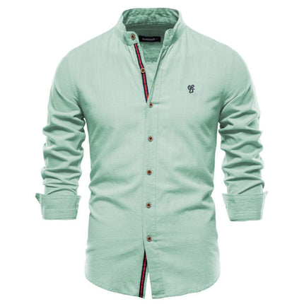 Men's Mandarin Collar Slim Fit Long Sleeve Casual Button Down Dress Shirt