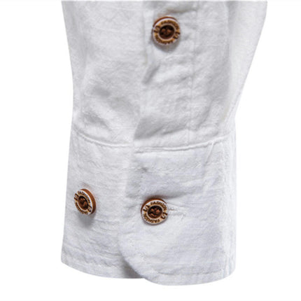 Men's Mandarin Collar Slim Fit Long Sleeve Casual Button Down Dress Shirt
