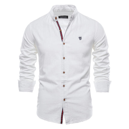 Men's Mandarin Collar Slim Fit Long Sleeve Casual Button Down Dress Shirt