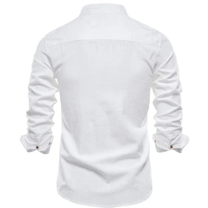 Men's Mandarin Collar Slim Fit Long Sleeve Casual Button Down Dress Shirt