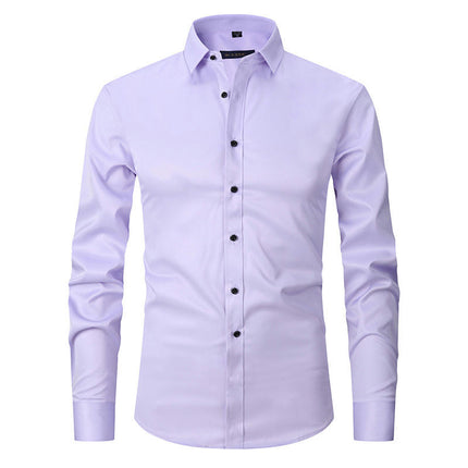 Dress Shirts for Men Long Sleeve Slim Fit Stretch Solid Button Down Shirt