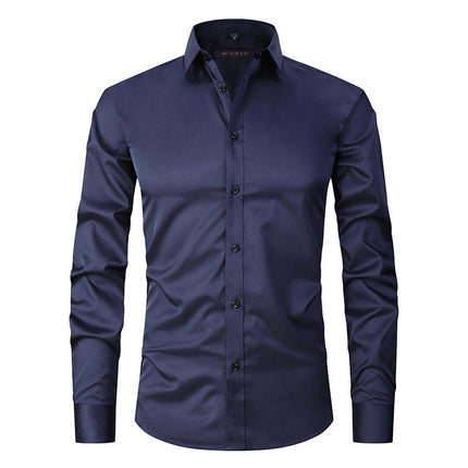 Dress Shirts for Men Long Sleeve Slim Fit Stretch Solid Button Down Shirt