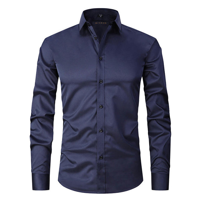 Dress Shirts for Men Long Sleeve Slim Fit Stretch Solid Button Down Shirt