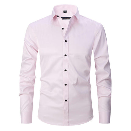 Dress Shirts for Men Long Sleeve Slim Fit Stretch Solid Button Down Shirt