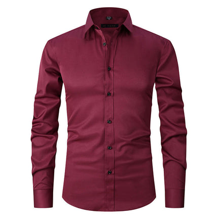 Dress Shirts for Men Long Sleeve Slim Fit Stretch Solid Button Down Shirt
