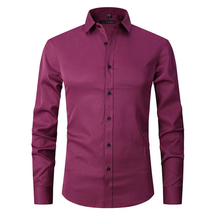Dress Shirts for Men Long Sleeve Slim Fit Stretch Solid Button Down Shirt