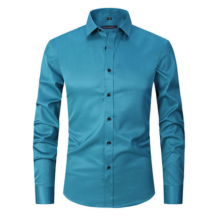 Dress Shirts for Men Long Sleeve Slim Fit Stretch Solid Button Down Shirt
