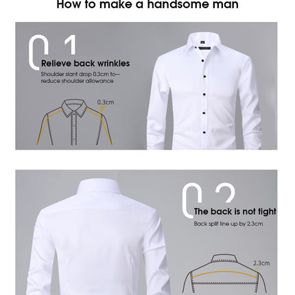 Dress Shirts for Men Long Sleeve Slim Fit Stretch Solid Button Down Shirt 1
