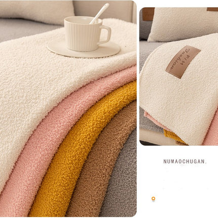 Soft plush sofa cover Luxury thickened sofa slipcovers plush non-slip couch cover, living room non-slip sofa protector