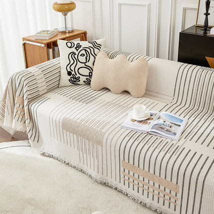 Sofa Seat Cover Sofa Blankets Knitted Sofa Slipcovers, Striped Plaid Couch Cover All Season Sofa Protector
