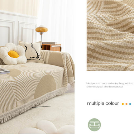 Sofa Seat Cover Sofa Blankets Knitted Sofa Slipcovers, Striped Plaid Couch Cover All Season Sofa Protector