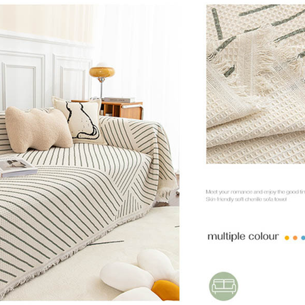 Sofa Seat Cover Sofa Blankets Knitted Sofa Slipcovers, Striped Plaid Couch Cover All Season Sofa Protector