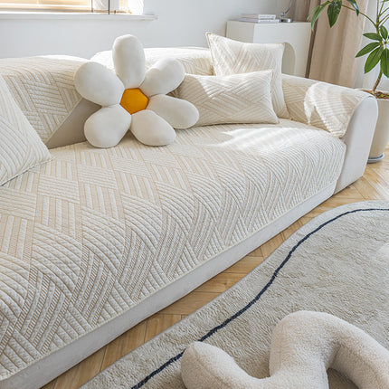 Geometric Embroidery Sofa Seat Cover Solid Color Sofa Cover Winter Sofa Protector