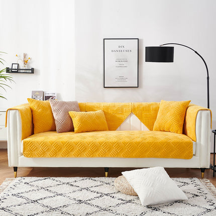 Crystal plush sofa seat cover, non-slip cozy sofa slipcovers couch for living room washable furniture sofa protector