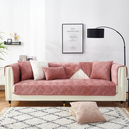 Crystal plush sofa seat cover, non-slip cozy sofa slipcovers couch for living room washable furniture sofa protector