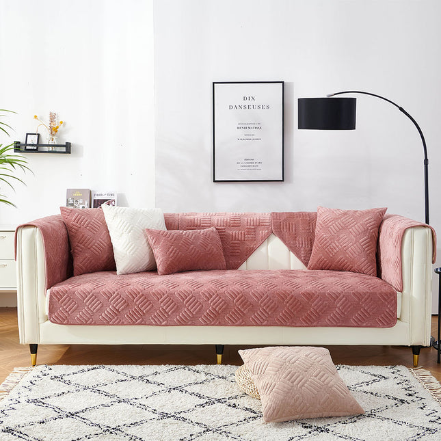 Crystal plush sofa seat cover, non-slip cozy sofa slipcovers couch for living room washable furniture sofa protector