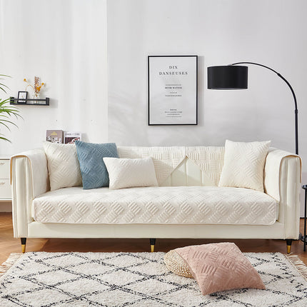Crystal plush sofa seat cover, non-slip cozy sofa slipcovers couch covers for living room washable furniture sofa protector