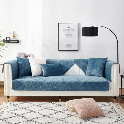 Crystal plush sofa seat cover, non-slip cozy sofa slipcovers couch covers for living room washable furniture sofa protector