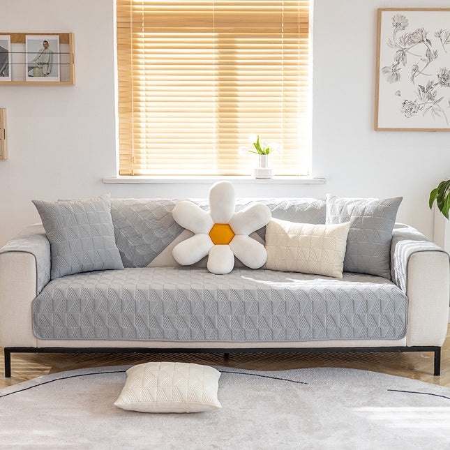 Cover Pure Color Couch Covers Fabric Quilted Embroidery Combination Sofa Slipcovers Anti-slip Sofa Protector