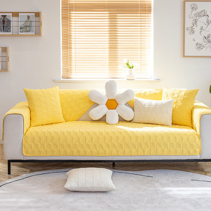 Cover Pure Color Couch Covers Fabric Quilted Embroidery Combination Sofa Slipcovers Anti-slip Sofa Protector