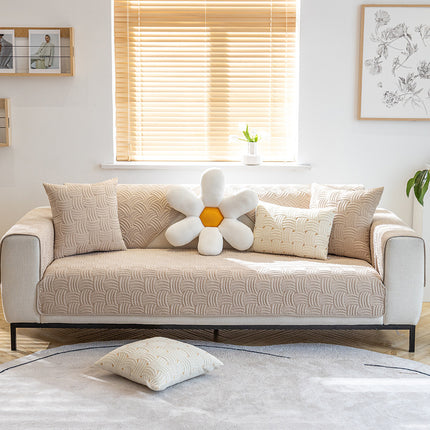 Sofa Seat Cover Pure Color Couch Covers Fabric Quilted Embroidery Combination Sofa Slipcovers Anti-slip Sofa Protector